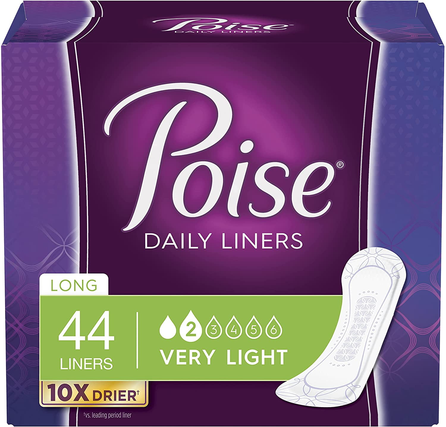 Poise Pantyliner Bladder Control Pad, 8-1/2 Inch Length, Light Absorbency,  Female, Disposable, 19304