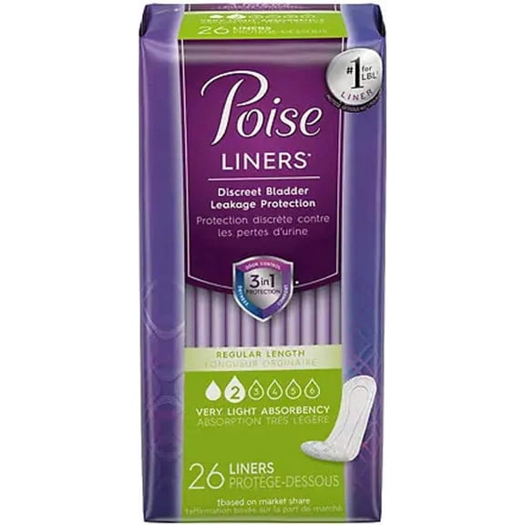 Poise Pantyliners Very Light Absorbency, Regular, 26 Count, 2 Pack