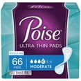 thumbnail image 1 of Poise Thin-shape Incontinence Pads, Moderate Absorbency, Regular, 66 Count, 1 of 6