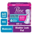 thumbnail interactive-video image 1 of Poise Ultra Thin Incontinence Pads, 4 Drop Moderate Absorbency, Regular Length, 60 Count, 1 of 12