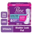 thumbnail image 1 of Poise Ultra Thin Incontinence Pads, 6 Drop Ultimate Absorbency, Long Length, 26 Count, 1 of 11