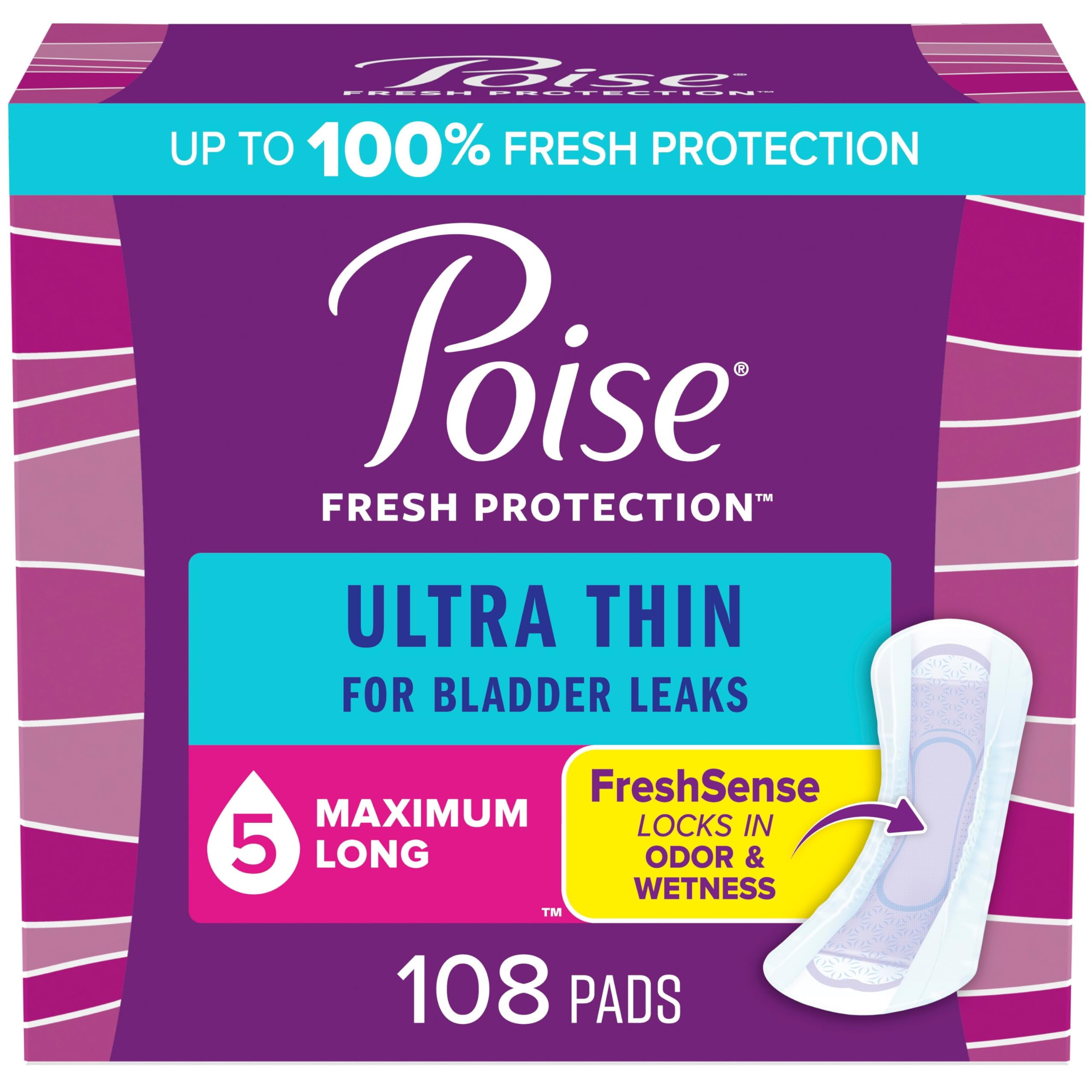 Poise Ultra Thin Incontinence Pads & Postpartum Incontinence Pads, 5