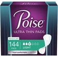 thumbnail image 1 of Poise Ultra Thin Incontinence Pads for Women, Light Absorbency, Regular Length, 144 Count (3 Packs of 48) (Packaging May Vary), 1 of 5