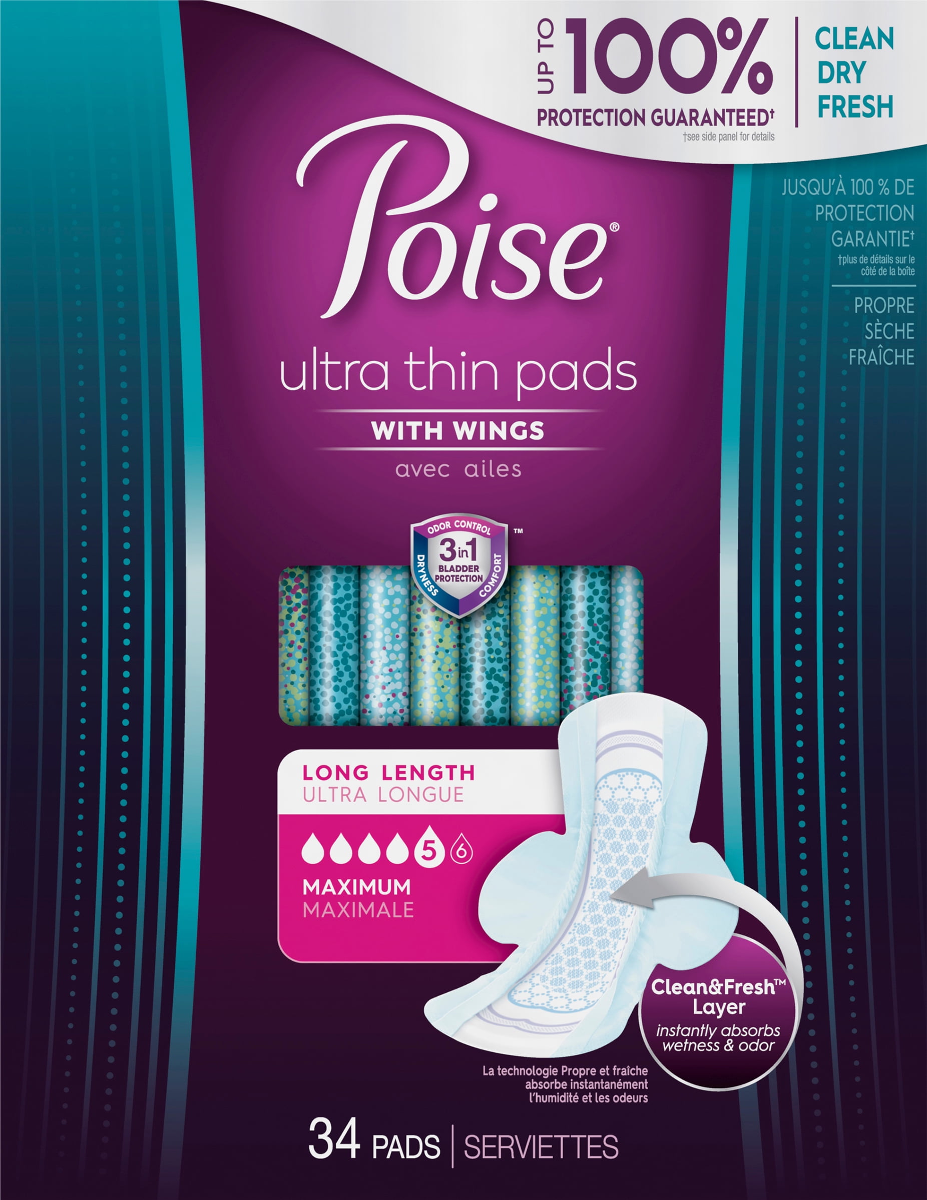 Poise Ultra Thin Incontinence Pads with Wings & Postpartum Incontinence