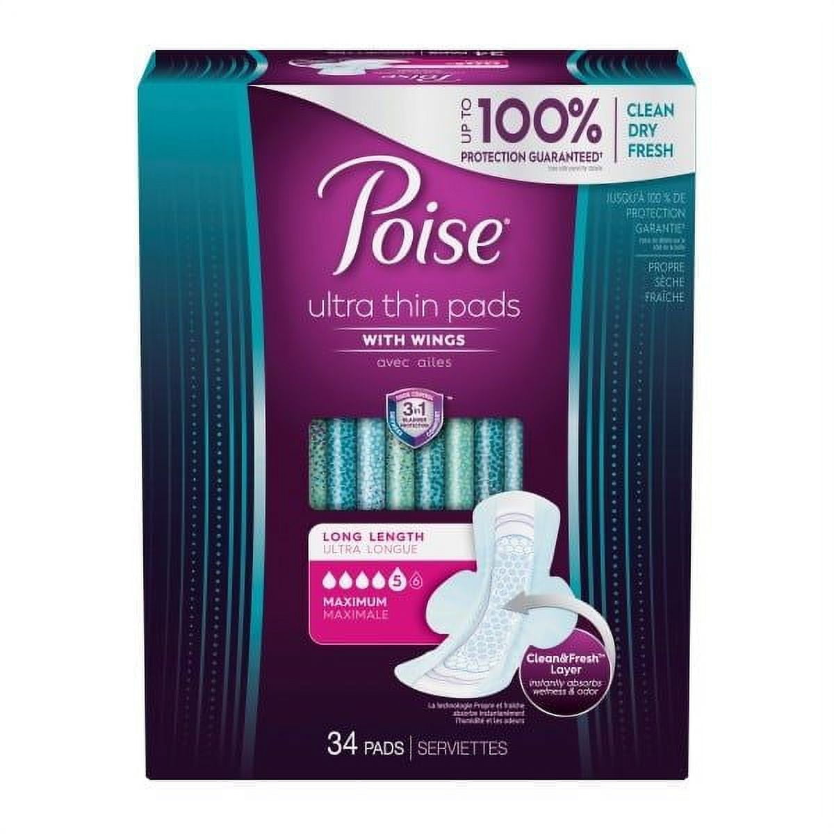 Poise Ultra Thin Max Absorbency Pads, 34 Count
