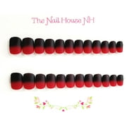 Poison Apple Matte Ombre Extra Short Squoval Press-On Nails By The Nail House NH - 24 Pieces