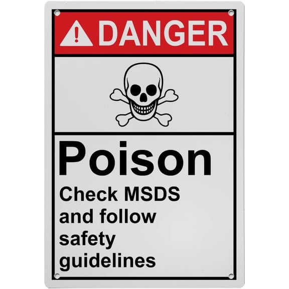 Poison Check MSDS Safety Guidelines Sign, Industrial MSDS Right to Know Sign 8"x12" UV Resistant for Indoor Outdoor Workplace