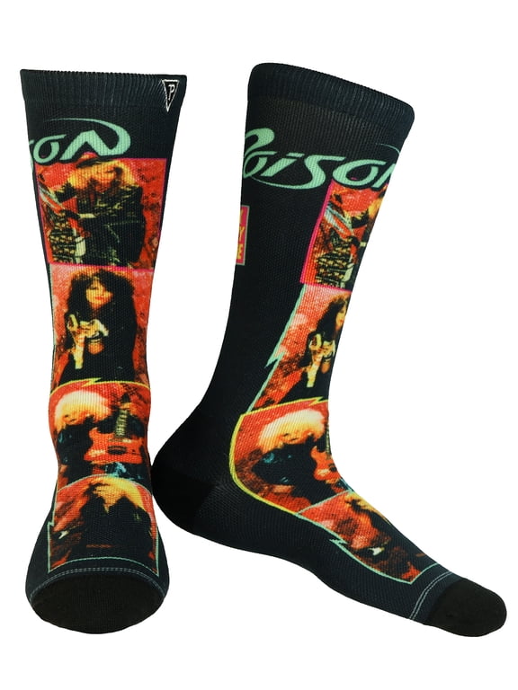 Crew Socks Men's Talk Dirty to Me 80's Rock Band Sublimated Design 1-Pair Shoe Size 7-12