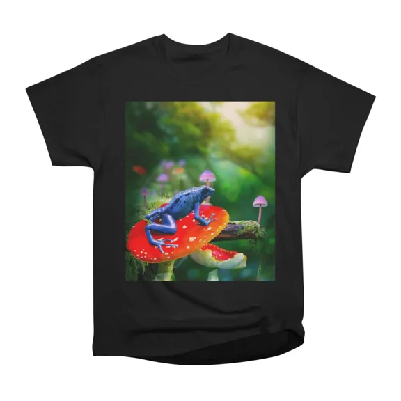 Poison Dart Arrow Frog On Mushroom T-Shirt Tee Gift For Him Merch For Her Apparel For Frie