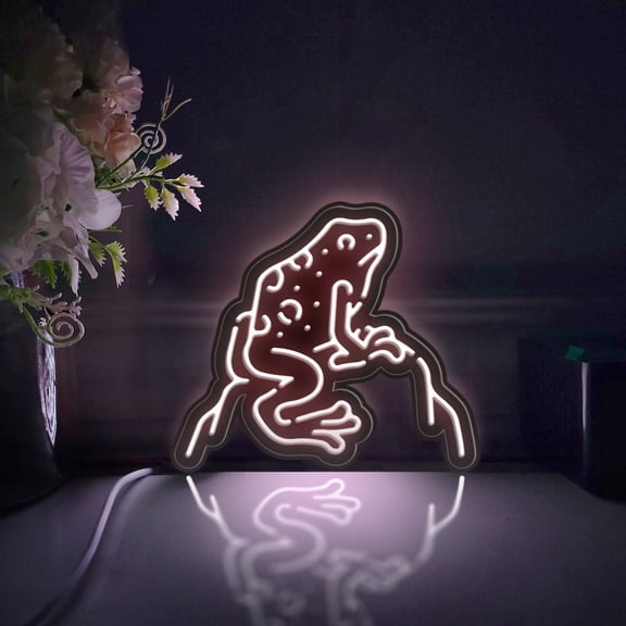 Poison Dart Frog, Jungle Led Light Box, Dimmable Neon-Like Light Signs USB Power for Wall Decor Bedroom Decoration, Static Light (WxH) 6"x5"