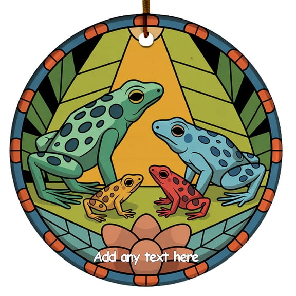 Poison Dart Frogs Family of 4 Ornament  Christmas 2025 Tree Ornament Keepsake for Families, Couples and Loved Ones, Customizable Text, Gift for Families and Member