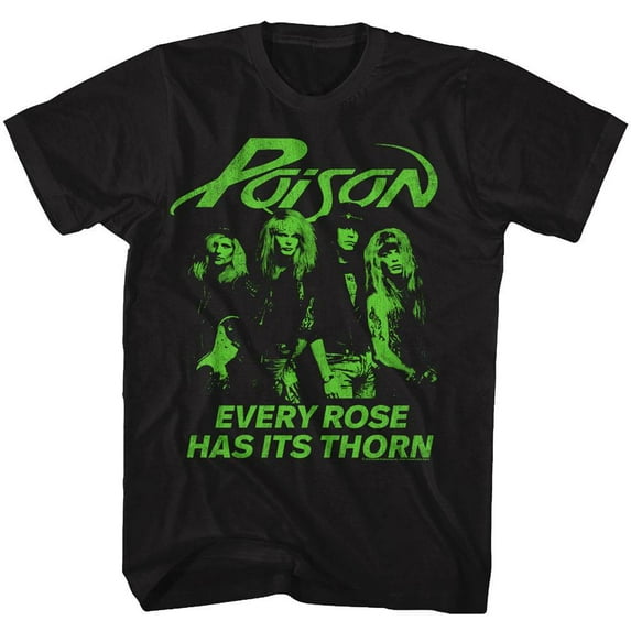 Poison Every Rose Has Its Thorn Black Adult T-Shirt