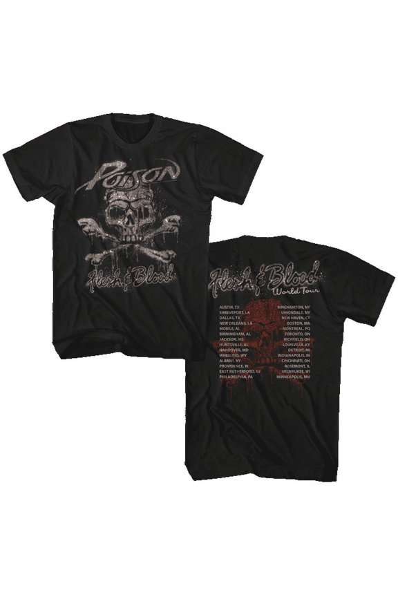 Poison Flesh And Blood World Tour Black Adult T-Shirt 2Xlt ***F&B***