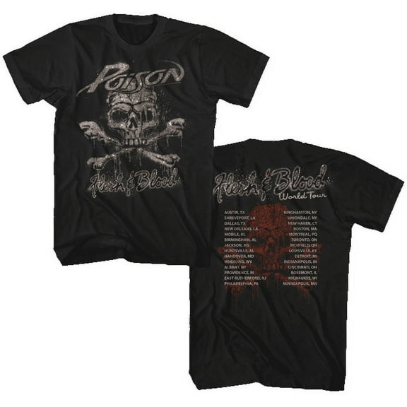 Poison Flesh And Blood World Tour Black Adult T-Shirt Xlt ***F&B***
