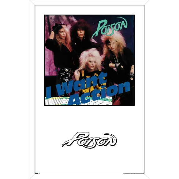 Poison - I Want Action Album Series Wall Poster, 14.725" x 22.375" Framed