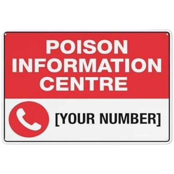 Poison Information Centre Reflective Aluminum Metal Sign, Warning Plaque with Symbol for Indoor Outdoor Use, Poison Control Emergency Sign, 8x12 Inch
