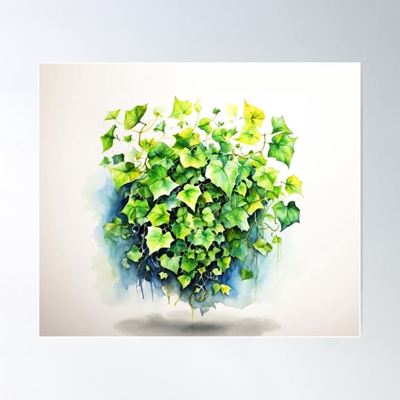 Poison Ivy Leaves - Watercolor Art Botanical Pattern Dã©Cor Poster Wall Art, Modern Wall Decor For Living Room Bedroom, 8x12 UNFRAMED