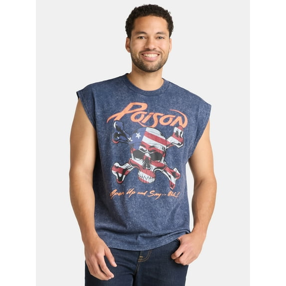 Poison Men's and Big Men's Front Back Graphic Muscle Band Tee, Sizes XS-3XL