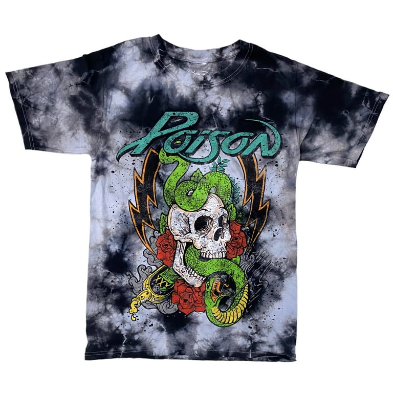Poison Men's Officially Licensed Distressed Skull Tie Dye Heavy