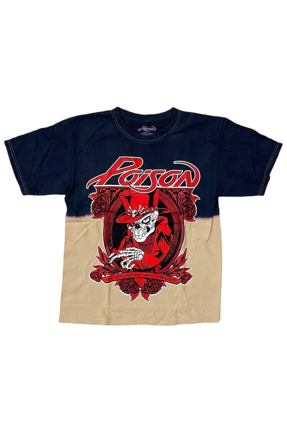 Poison Men's Officially Licensed In Poison We Trust Heavy Metal Rock Tee T-Shirt (X-Large, Black/Tie Dye)