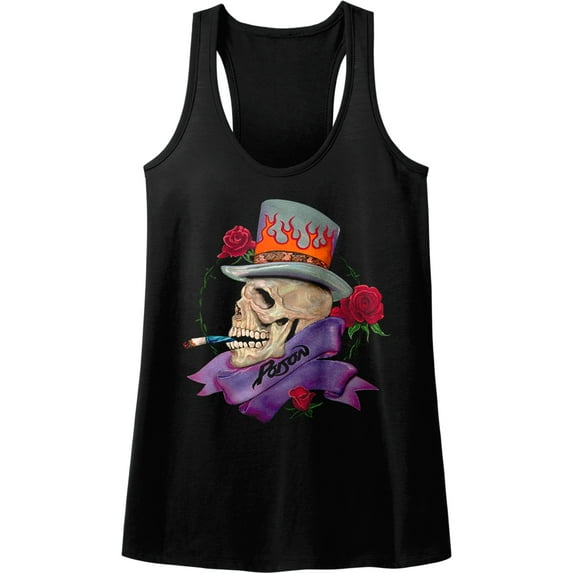 Poison Music Skull Smokin Poison Ladies Racerback Tank Top Shirt