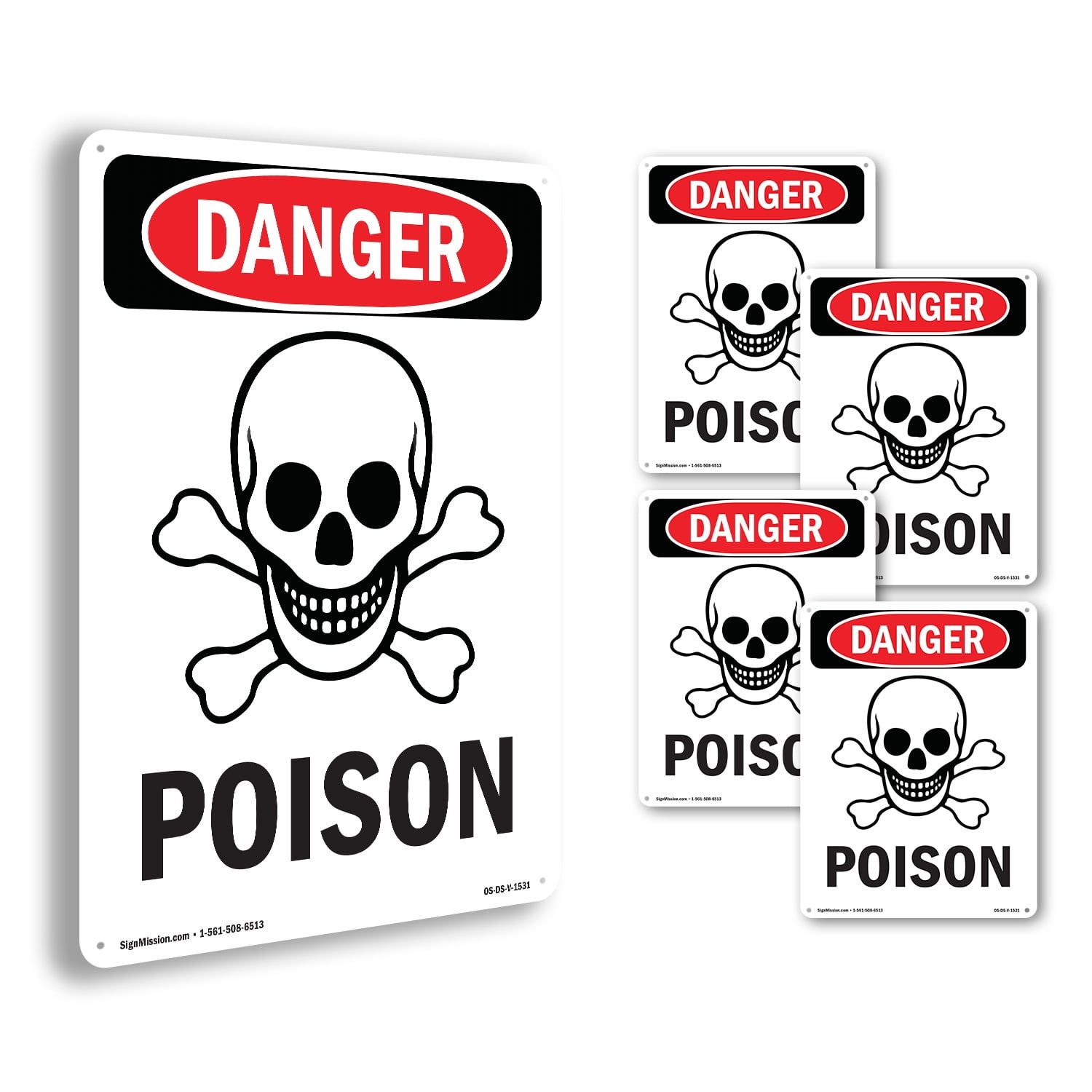 Poison OSHA Danger Aluminum Sign 24 Inch x 18 Inch - 5 Pack - Walmart.com