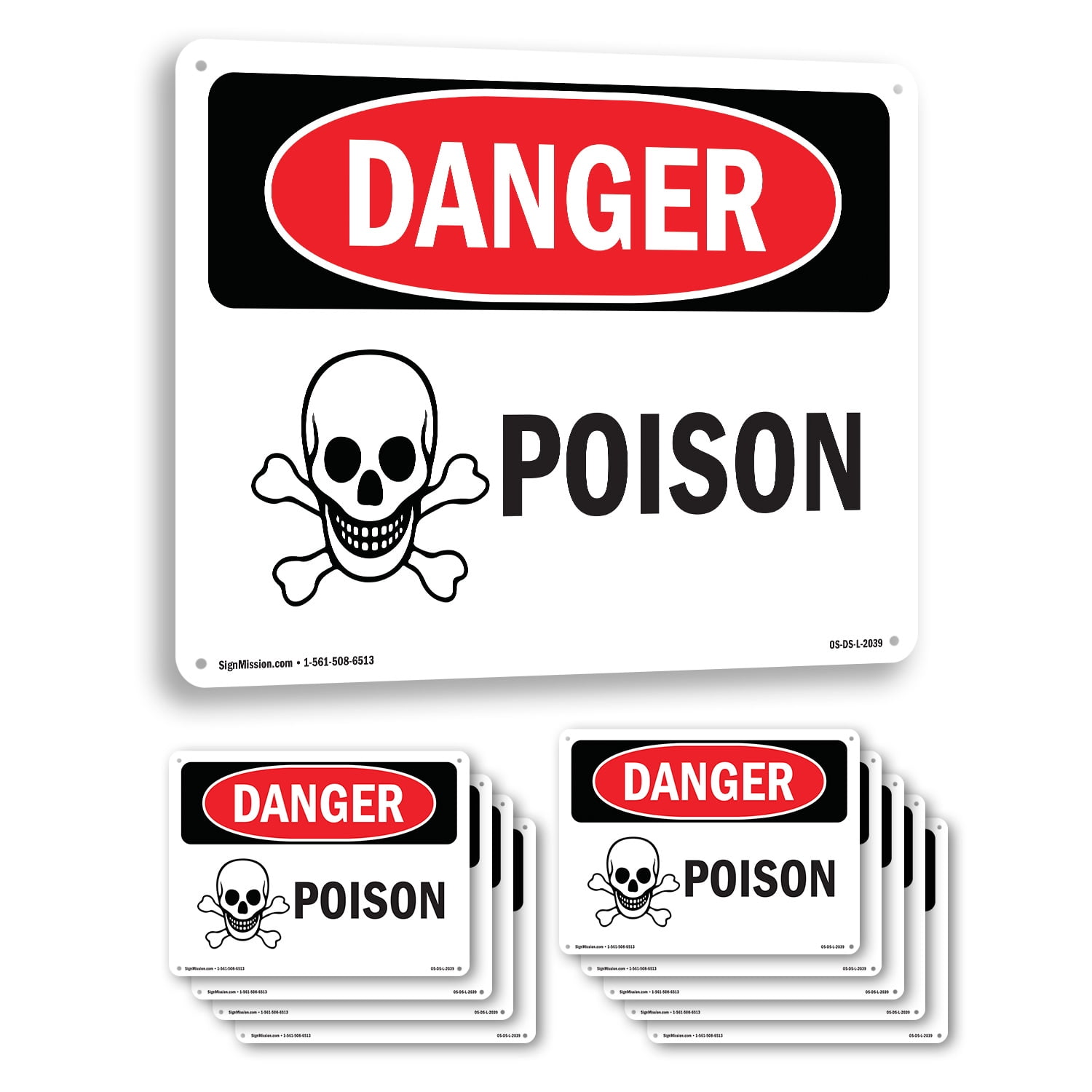 Poison Sign Rectangular Poison OSHA Danger Rigid Plastic Sign 24 Inch x 18 Inch - 10 Pack ...