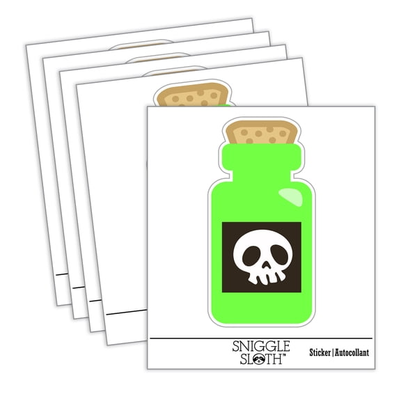 Poison Potion Bottle Car Window Bumper Water Bottle Phone Tablet Laptop Waterproof Vinyl Decal Sticker Set 5-Pack - Gloss Finish - 3.0"