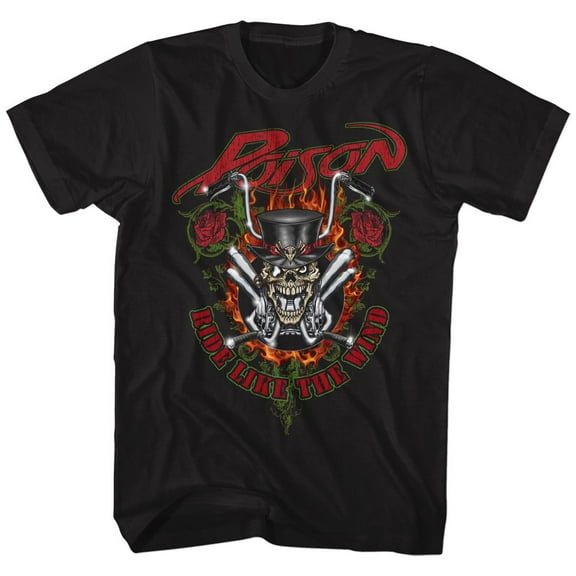 Poison Ride Like The Wind Black Adult T-Shirt Lt