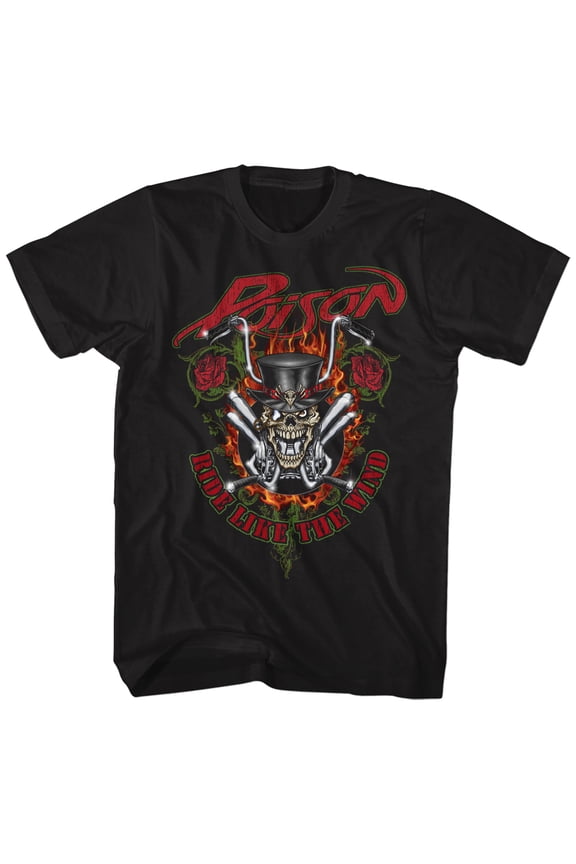 Poison Ride Like The Wind Black Adult T-Shirt