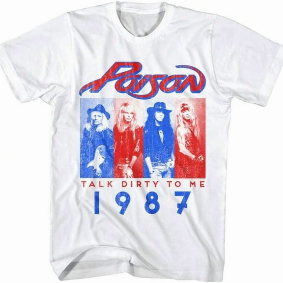 Poison Rock Band  1987 Vintage Style Adult Short Sleeve T-Shirts Graphic Tees