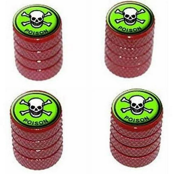 Poison Skull And Crossbones Tire Rim Wheel Aluminum Valve Stem Caps, Multiple Colors