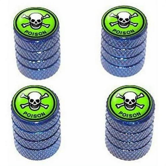 Poison Skull And Crossbones Tire Rim Wheel Aluminum Valve Stem Caps, Multiple Colors