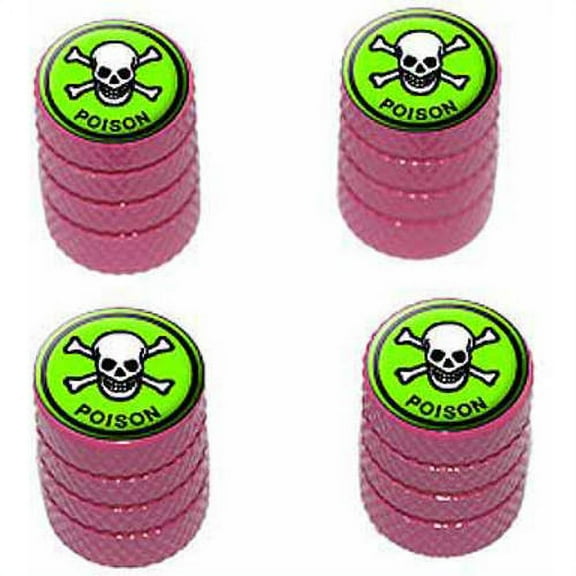 Poison Skull And Crossbones Tire Rim Wheel Aluminum Valve Stem Caps, Multiple Colors