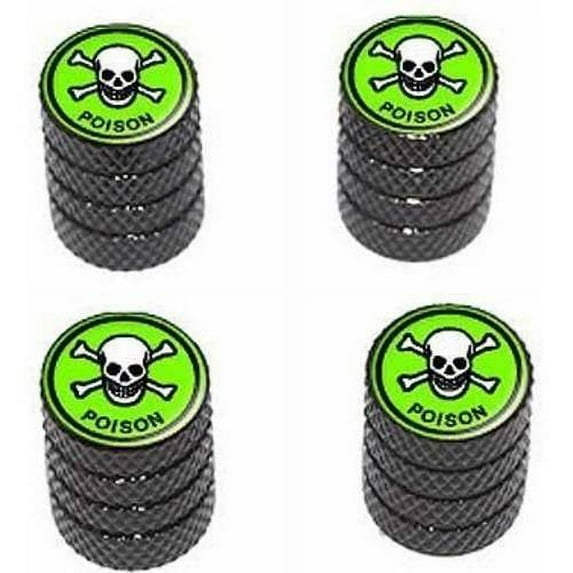 Poison Skull And Crossbones Tire Rim Wheel Aluminum Valve Stem Caps, Multiple Colors