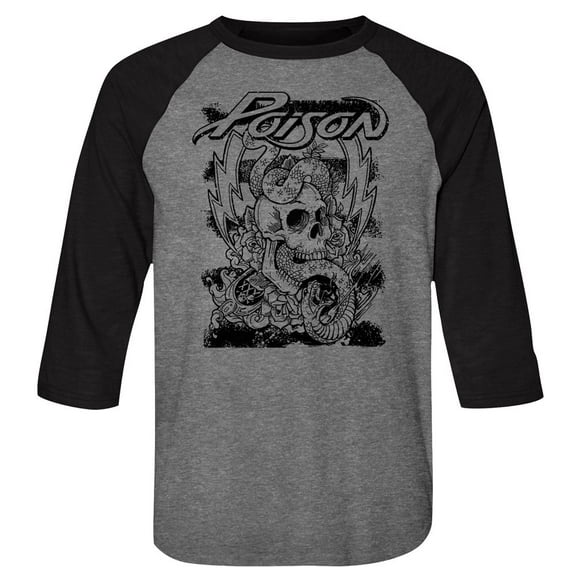 Poison Skull Snake Lightning Adult Raglan Basesball T-Shirt