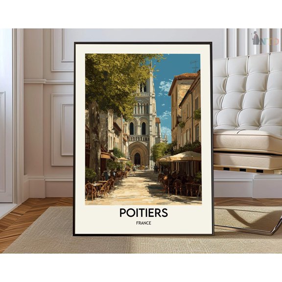 Poitiers France Historic Poster, Unframed Paper Poster 8x10in