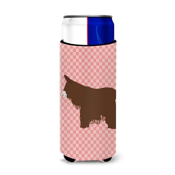 Poitou Poiteuin Donkey Pink Check Michelob Ultra Hugger for Slim Cans - Pink Check