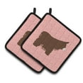 thumbnail image 1 of Poitou Poiteuin Donkey Pink Check Pair of Pot Holders - Pink, 1 of 1