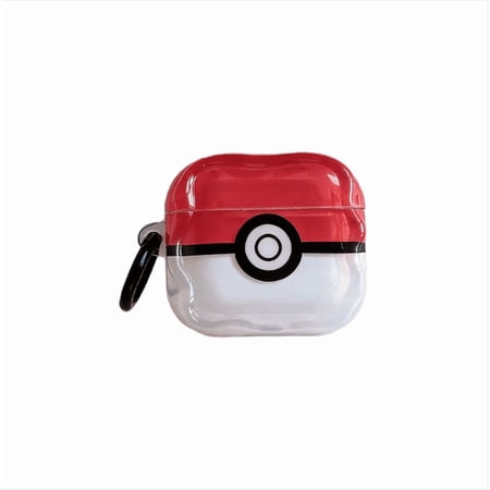 Poké Ball Style Silicone Case for AirPods Pro 2 3 4, Red White Dual Color Shockproof Cover
