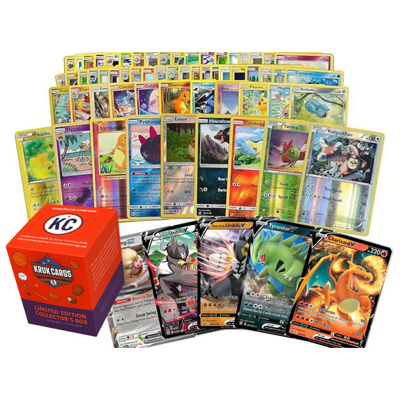 Pokmon 100 Pokemon Card Lot with Legendary Ultra Rare Cards- Bundle with a Krukcards Deck Box Included