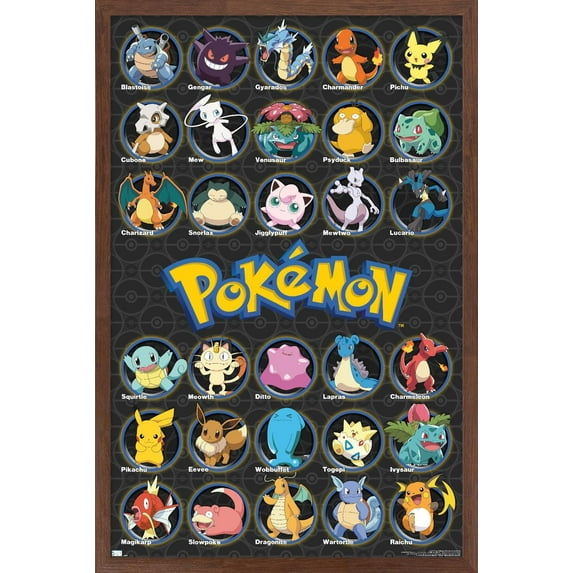 Pokemon - All Time Favorites Wall Poster, 22.375" x 34", Framed