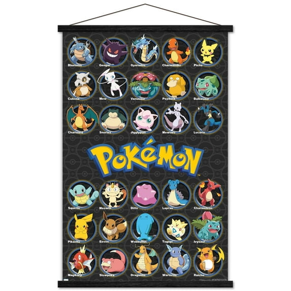 Pokemon - All Time Favorites Wall Poster with Wooden Magnetic Frame, 22.375" x 34"