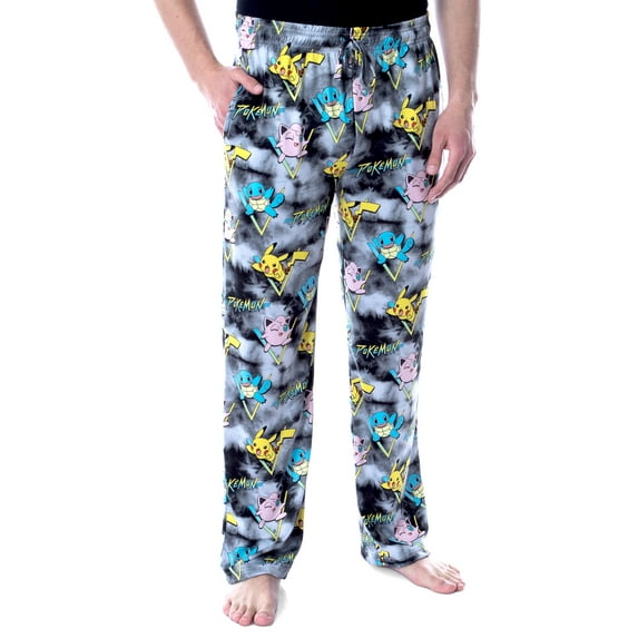 Pokémon Men's Pikachu Squirtle and Jigglypuff Tie Dye Adult Sleep Bottoms Pajama Pants
