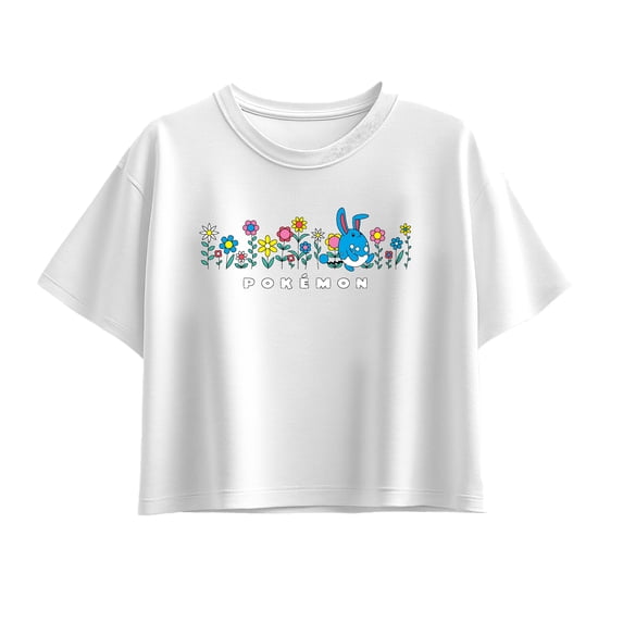 Pokémon - Azumarill Flowers Girls' Short Sleeve Boxy Graphic T-Shirt