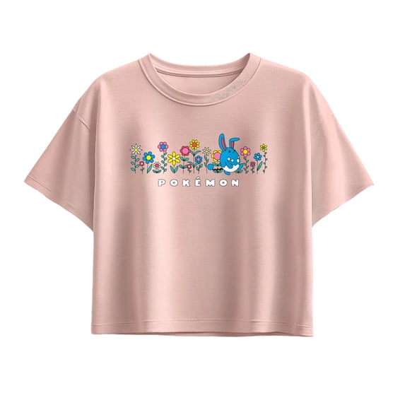 Pokémon - Azumarill Flowers Girls' Short Sleeve Boxy Graphic T-Shirt