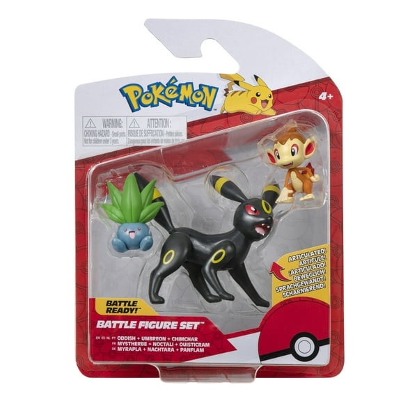 Pokmon Battle Figure 3 Pack - Features 2-inch Chimchar, Oddish and 3-inch Umbreon Battle Figures