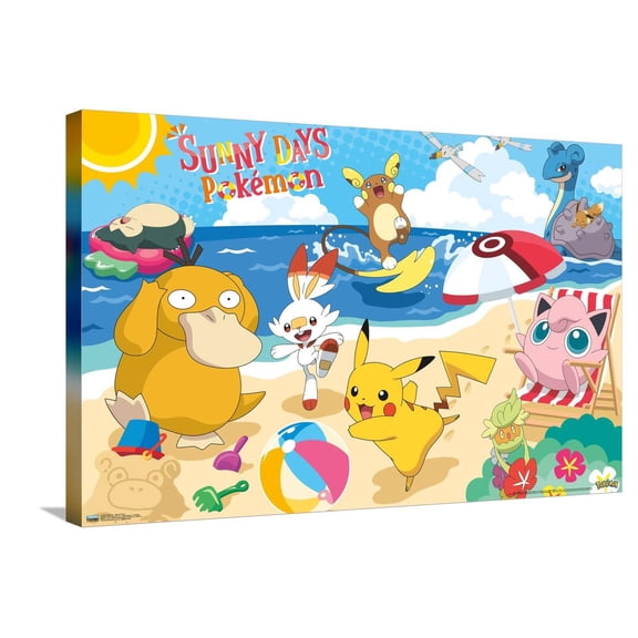Pokémon - Beach Party Canvas Wall Poster, 22.375" x 34"