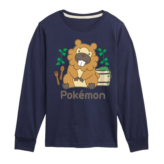 Pokémon - Bidoof Cafe - Boys Youth Long Sleeve T-Shirt