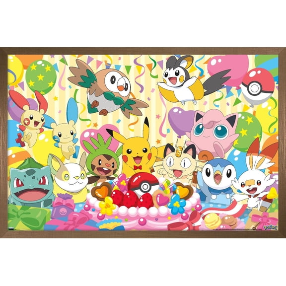 Pokemon - Birthday Party Wall Poster, 14.725" x 22.375" Framed